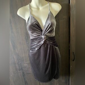 Blue Blush Silver Ruched Bodycon Dress